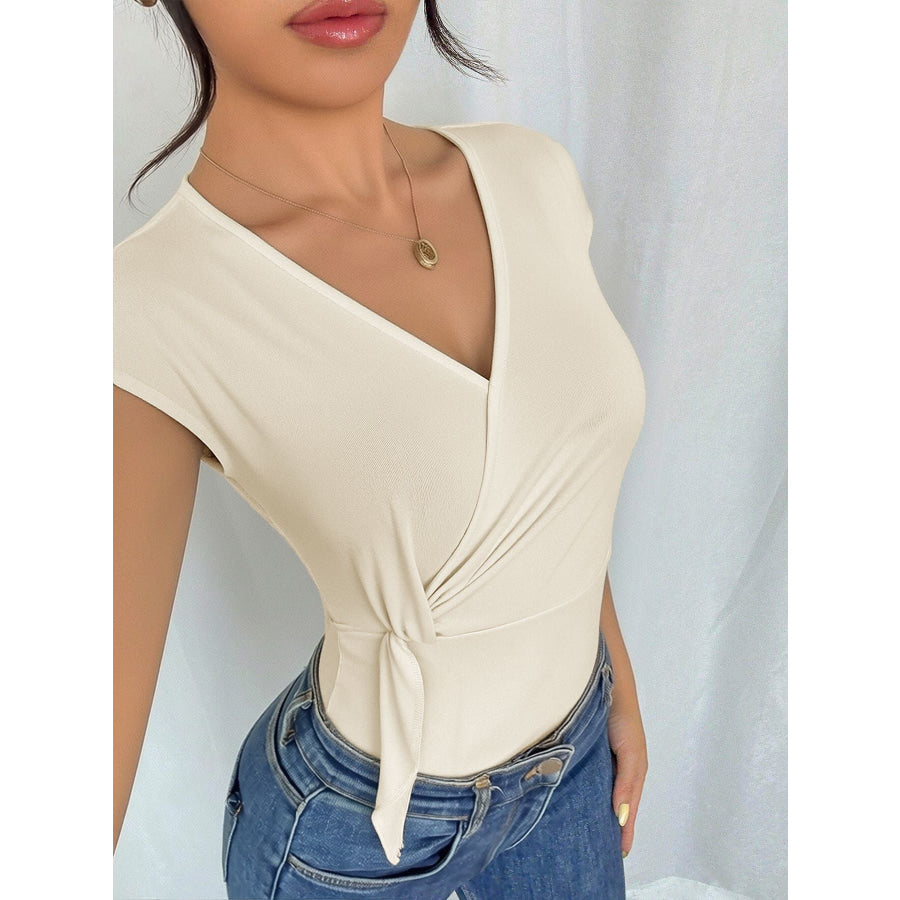 Surplice Cap Sleeve Bodysuit Apparel and Accessories