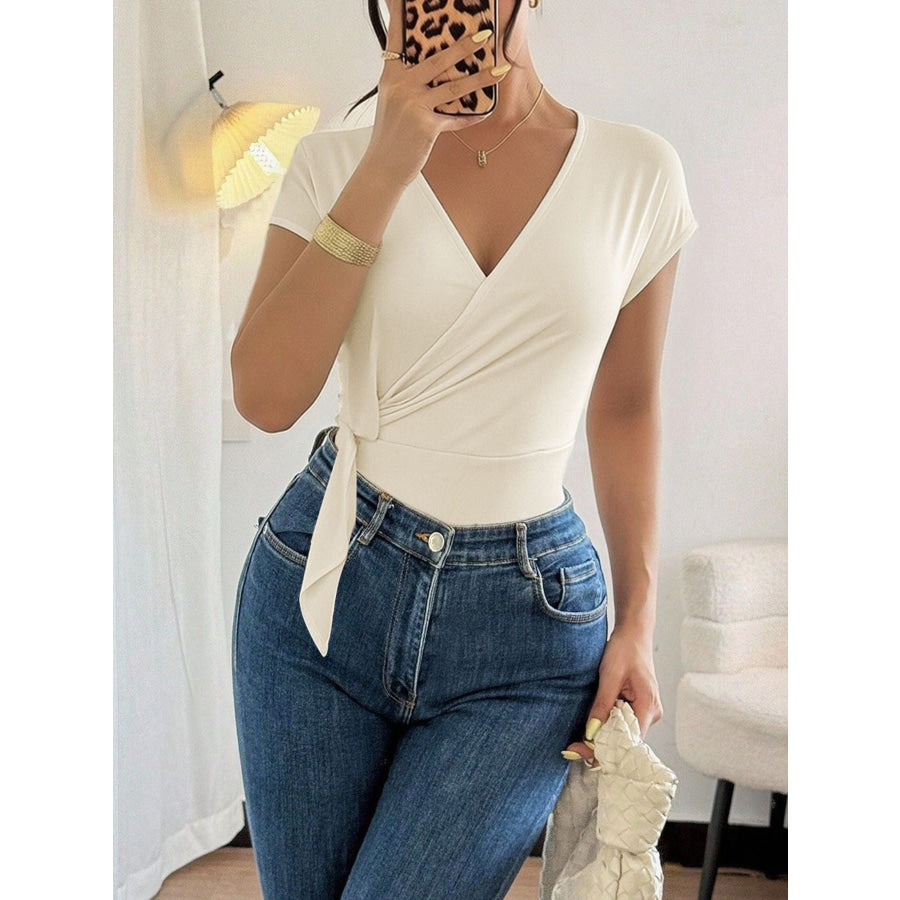 Surplice Cap Sleeve Bodysuit Apparel and Accessories