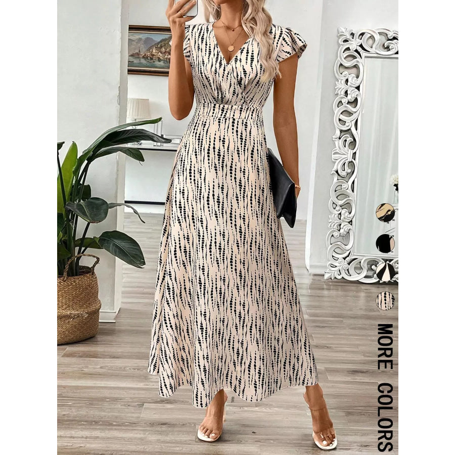 Surplice Cap Sleeve Midi Dress Apparel and Accessories
