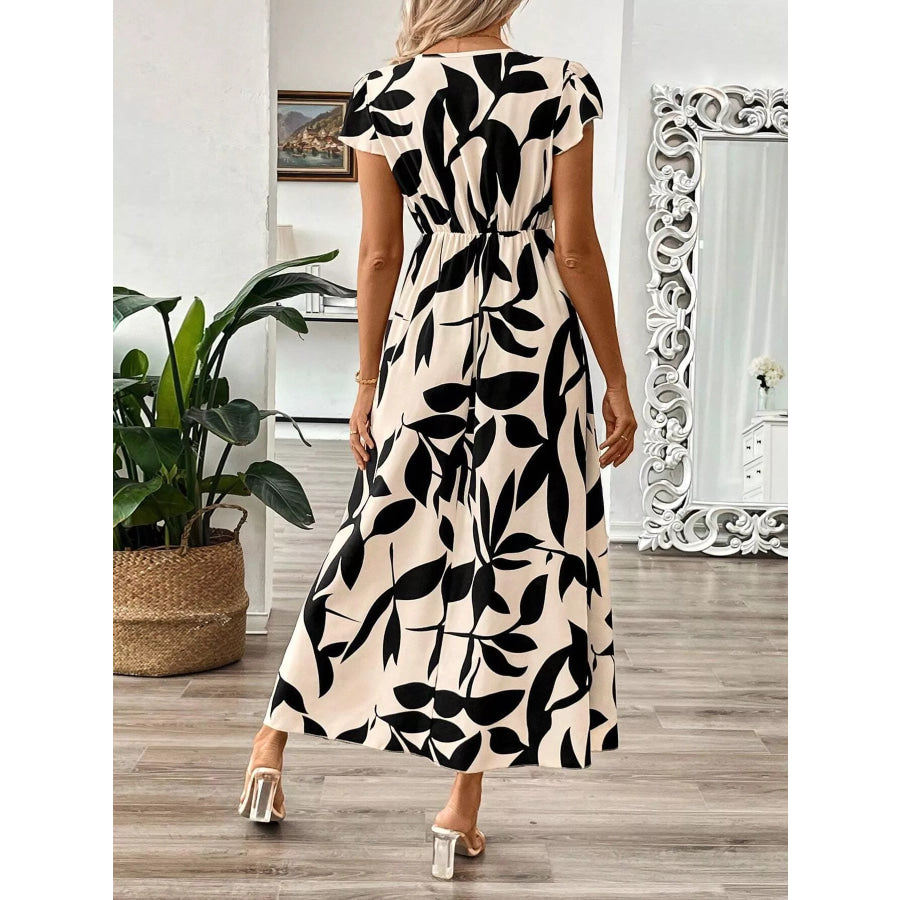 Surplice Cap Sleeve Midi Dress Apparel and Accessories