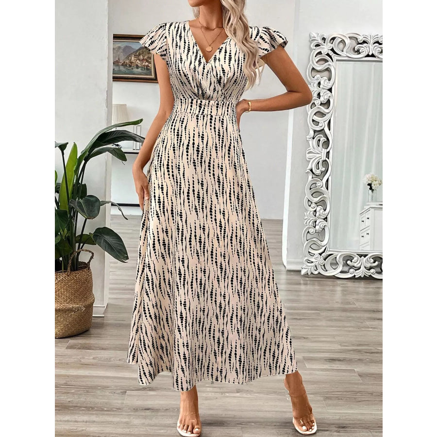 Surplice Cap Sleeve Midi Dress Apparel and Accessories