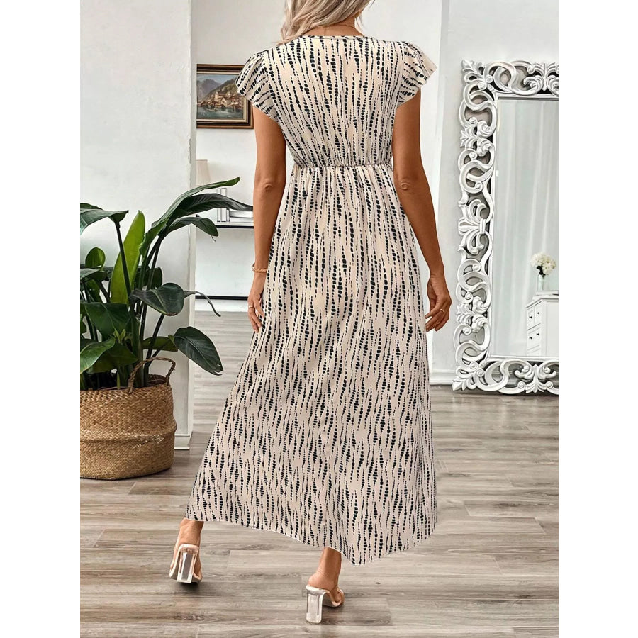 Surplice Cap Sleeve Midi Dress Apparel and Accessories
