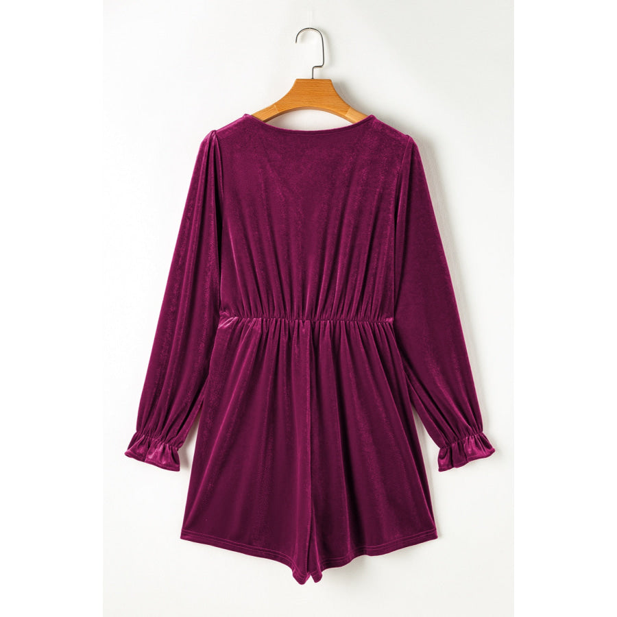 Surplice Flounce Sleeve Romper Apparel and Accessories