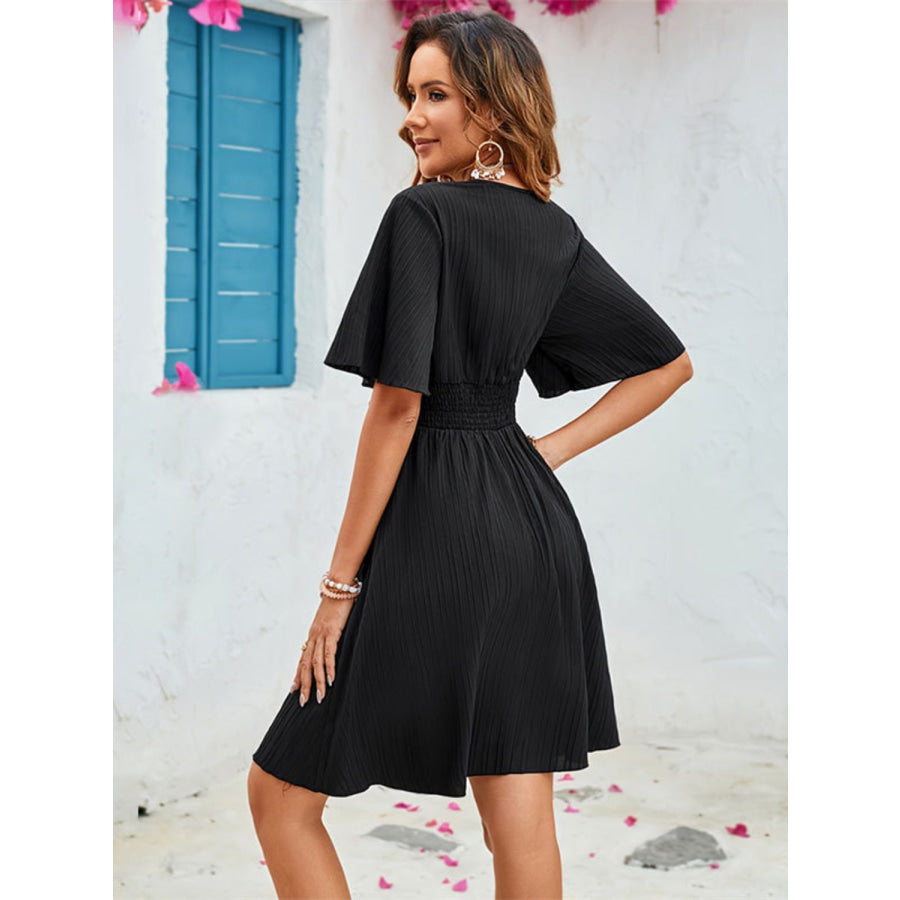 Surplice Flutter Sleeve Mini Dress Apparel and Accessories