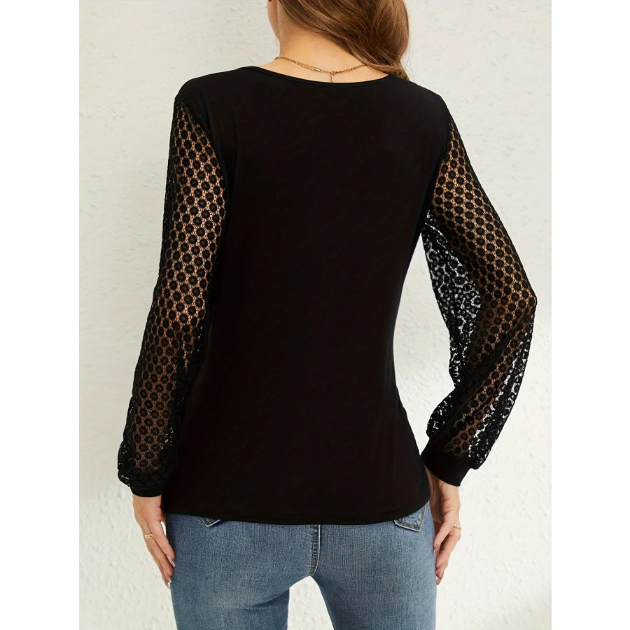 Surplice Lace Long Sleeve Top Apparel and Accessories