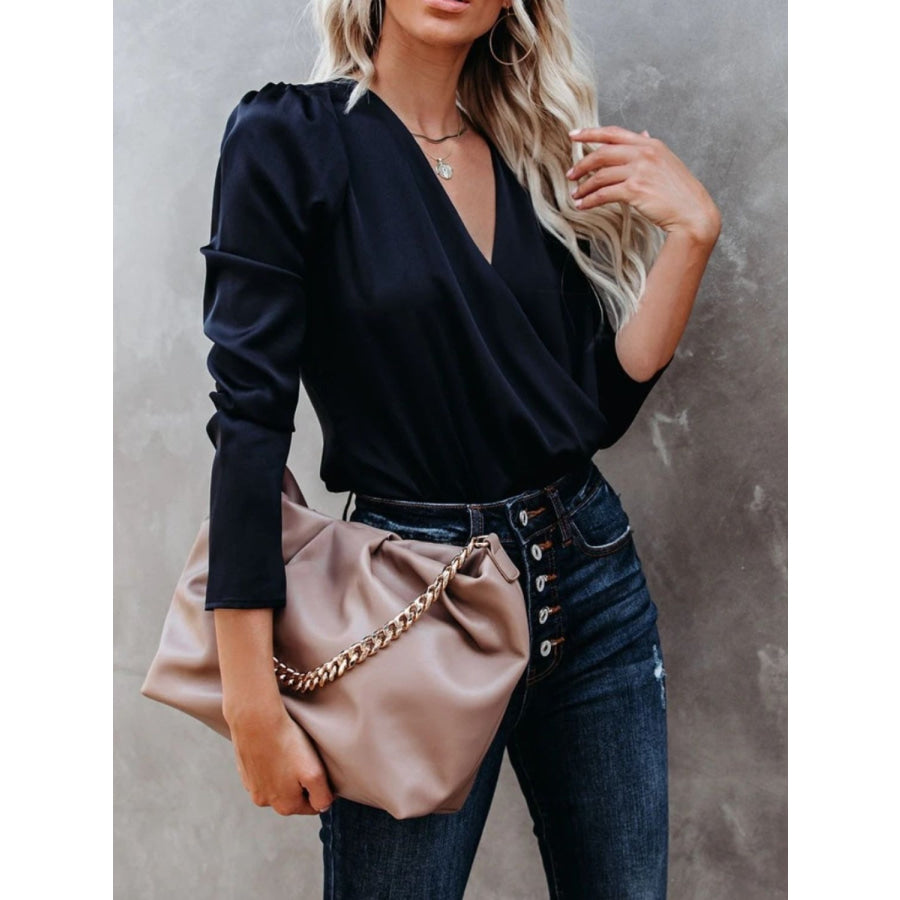 Surplice Long Sleeve Blouse Apparel and Accessories