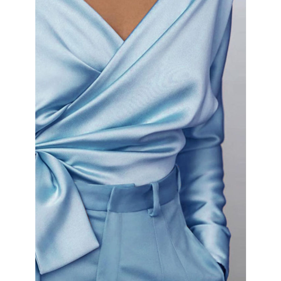 Surplice Long Sleeve Blouse Apparel and Accessories