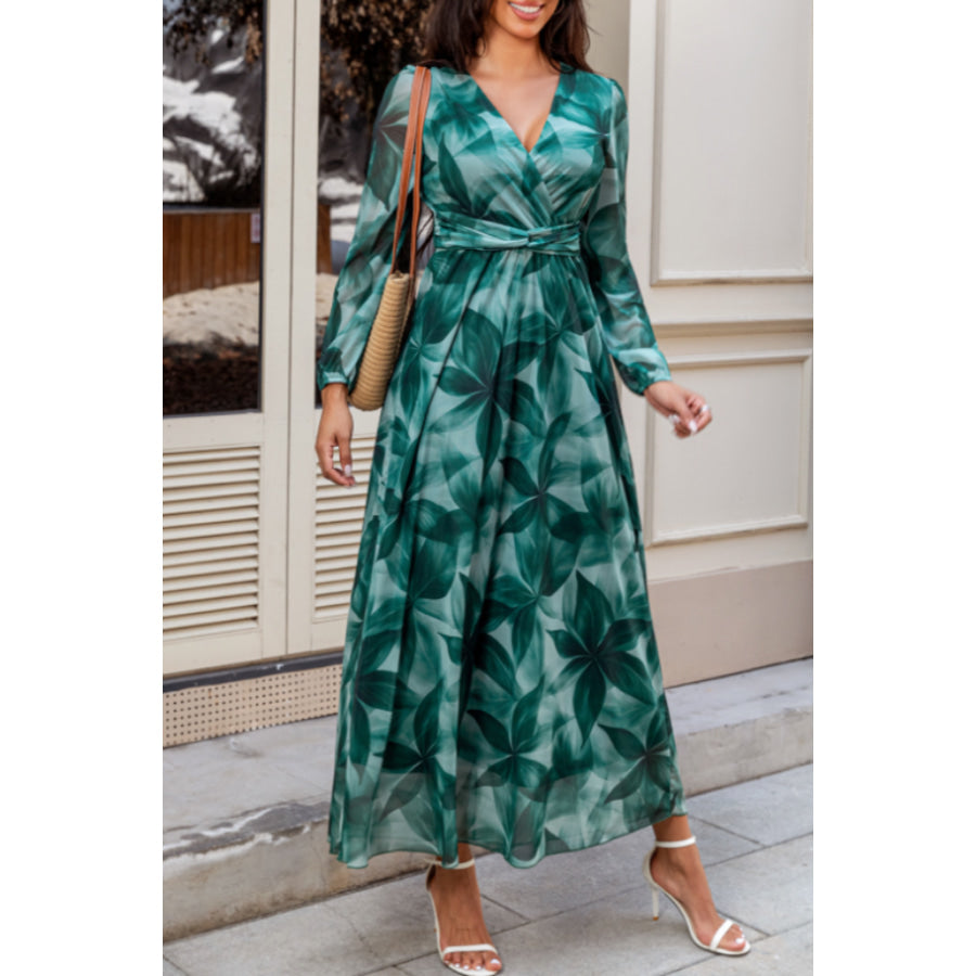 Surplice Long Sleeve Dress Turquoise / S Apparel and Accessories