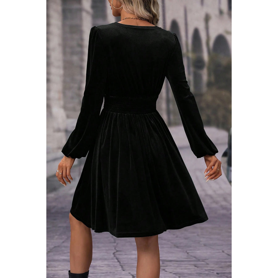 Surplice Long Sleeve Mini Dress Apparel and Accessories