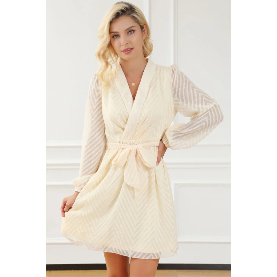 Surplice Long Sleeve Mini Dress Apparel and Accessories