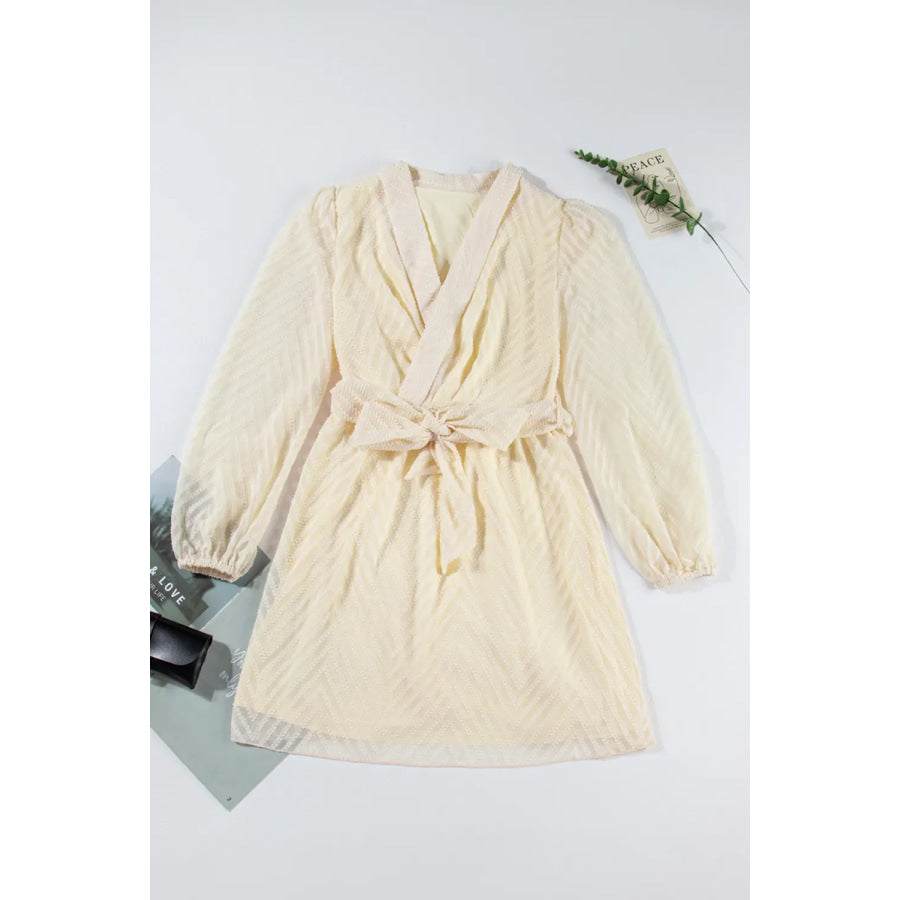 Surplice Long Sleeve Mini Dress Apparel and Accessories