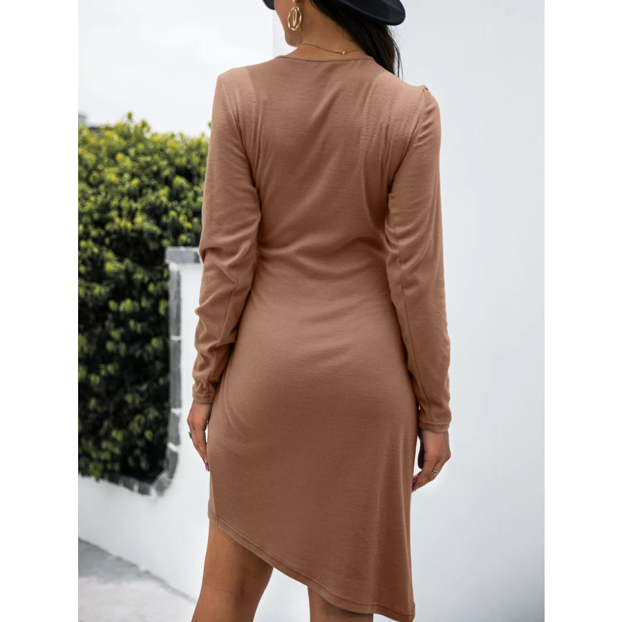 Surplice Long Sleeve Side Tie Dress Apparel and Accessories