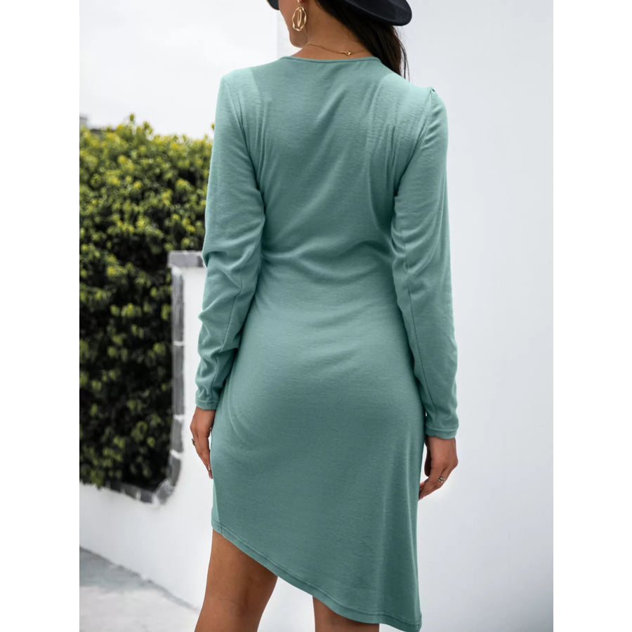 Surplice Long Sleeve Side Tie Dress Apparel and Accessories