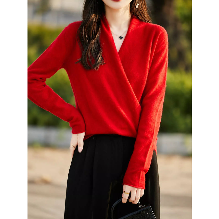 Surplice Long Sleeve Sweater Apparel and Accessories