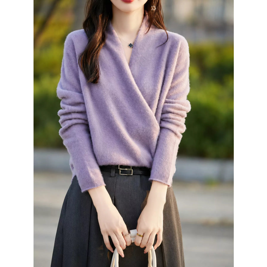 Surplice Long Sleeve Sweater Apparel and Accessories