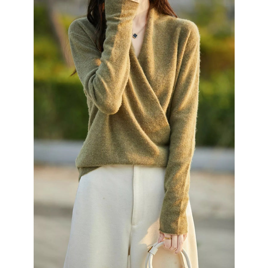 Surplice Long Sleeve Sweater Apparel and Accessories