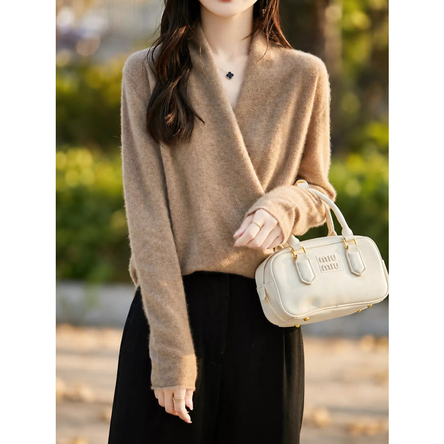 Surplice Long Sleeve Sweater Apparel and Accessories