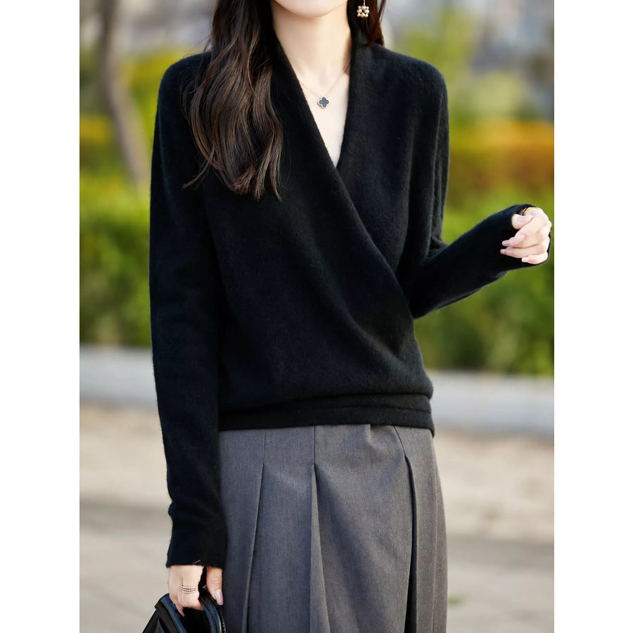 Surplice Long Sleeve Sweater Apparel and Accessories