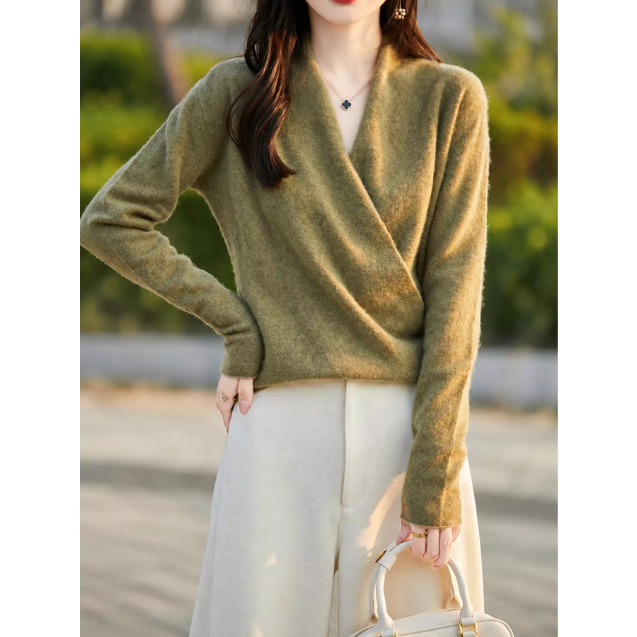 Surplice Long Sleeve Sweater Apparel and Accessories