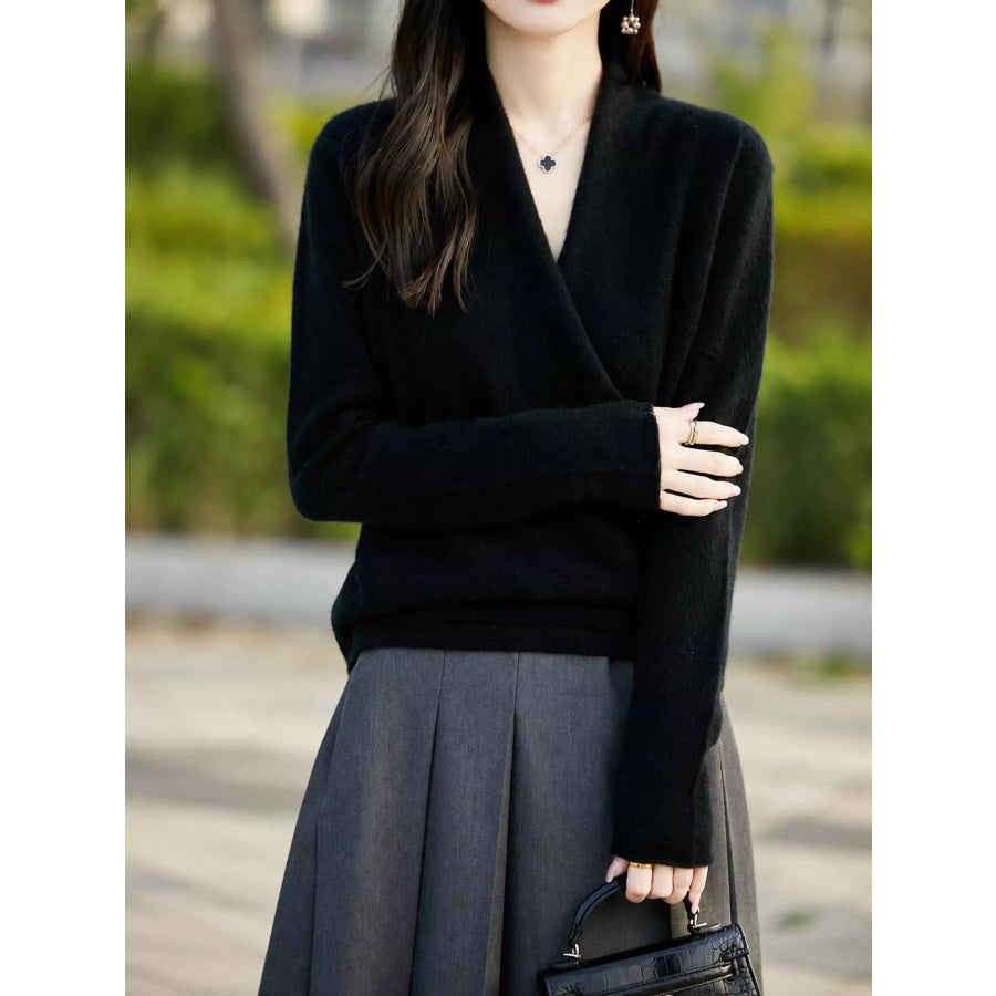 Surplice Long Sleeve Sweater Apparel and Accessories