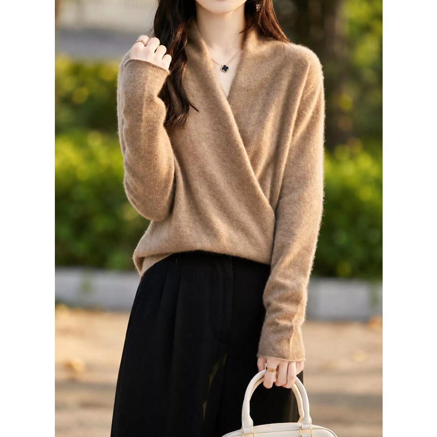Surplice Long Sleeve Sweater Apparel and Accessories