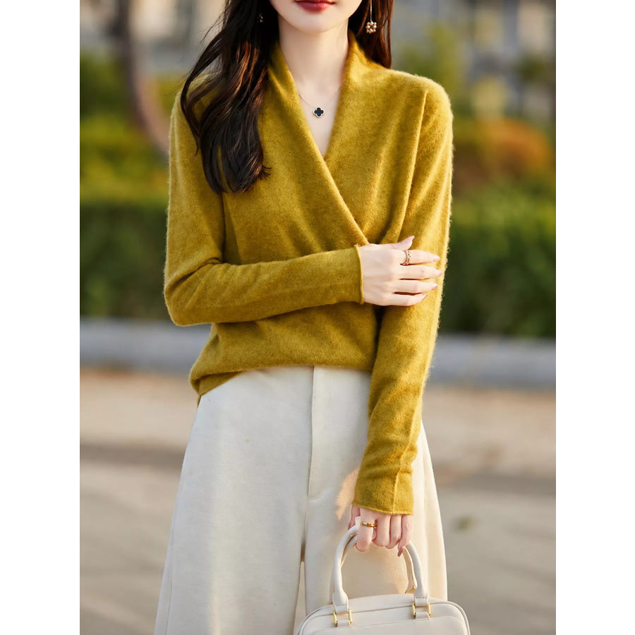 Surplice Long Sleeve Sweater Apparel and Accessories