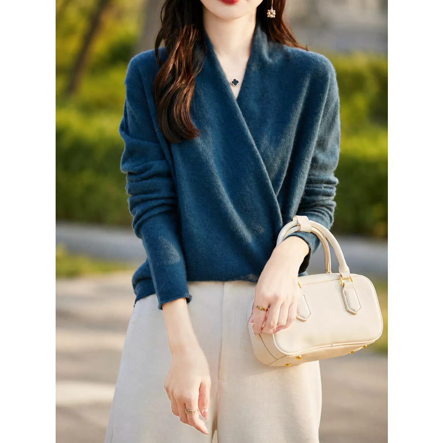 Surplice Long Sleeve Sweater Apparel and Accessories