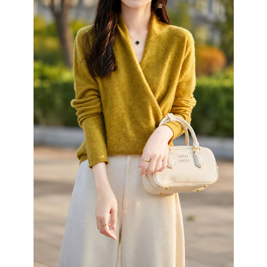 Surplice Long Sleeve Sweater Apparel and Accessories
