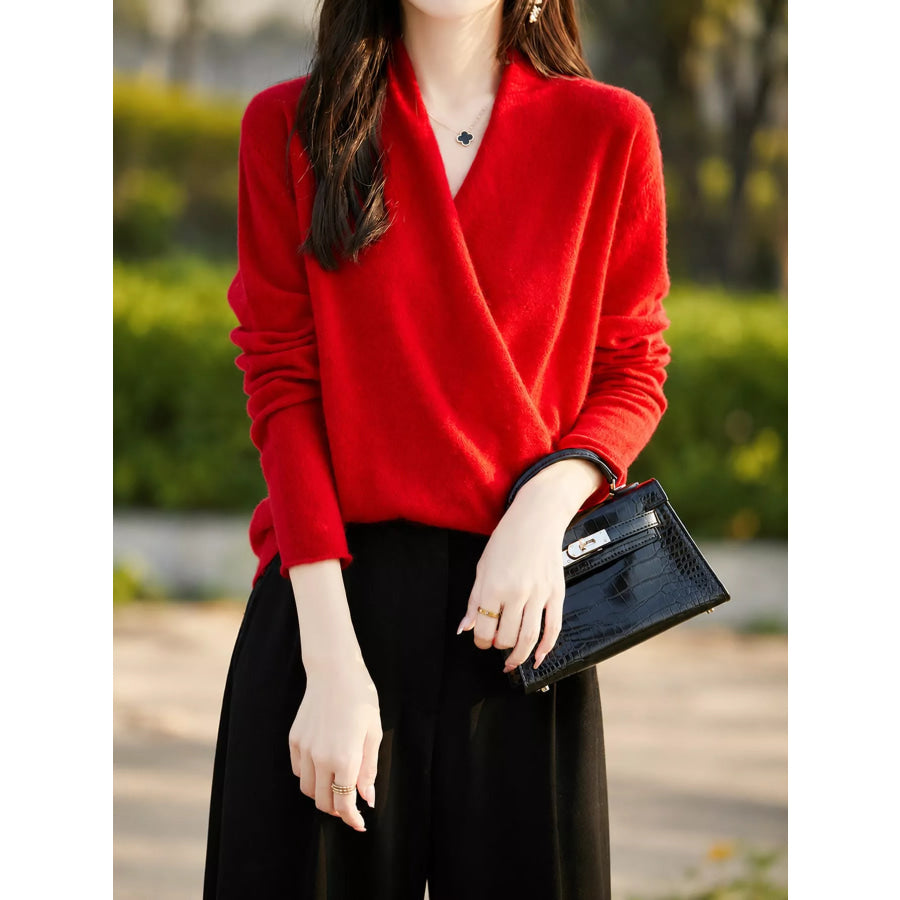 Surplice Long Sleeve Sweater Apparel and Accessories