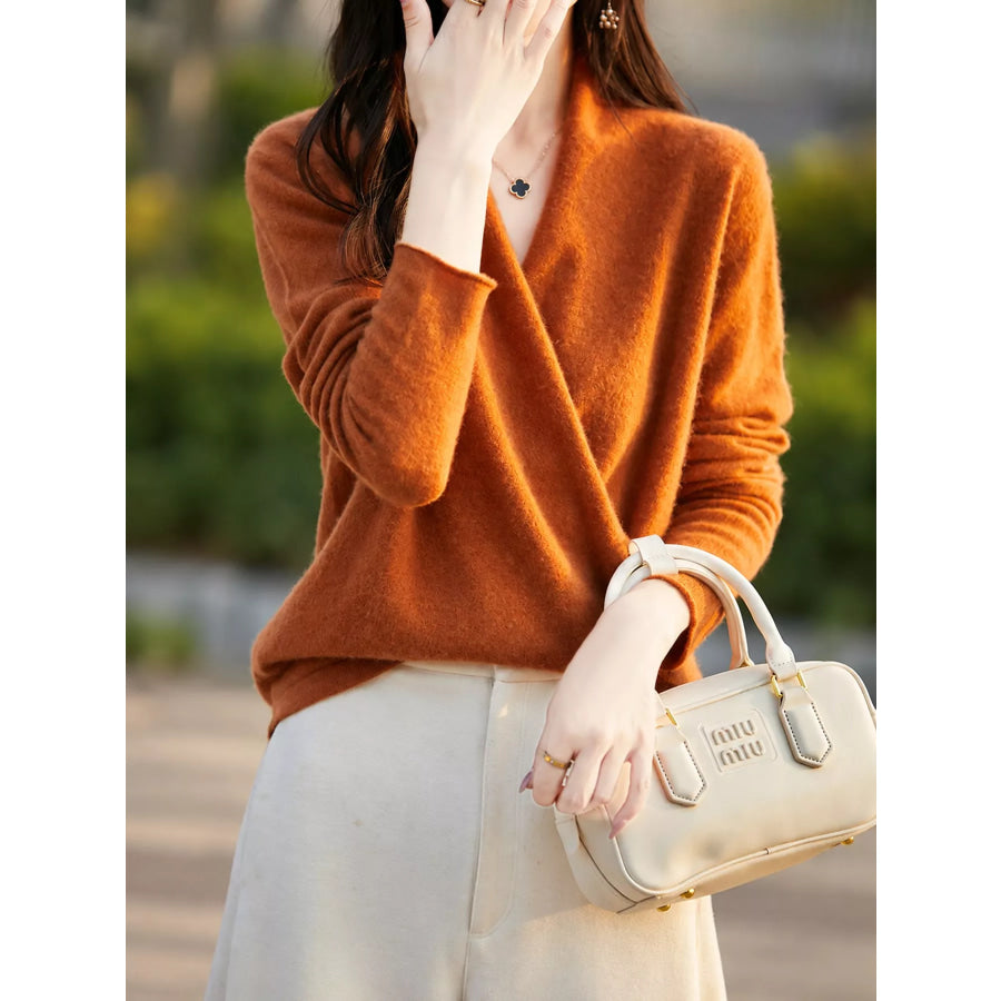 Surplice Long Sleeve Sweater Apparel and Accessories
