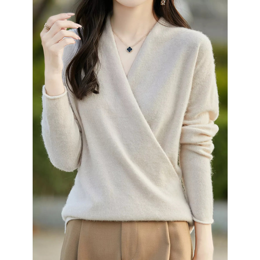 Surplice Long Sleeve Sweater Apparel and Accessories