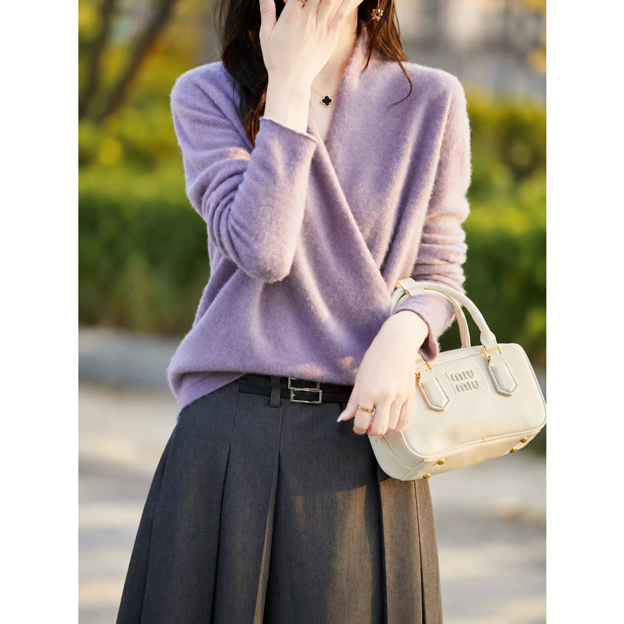Surplice Long Sleeve Sweater Apparel and Accessories