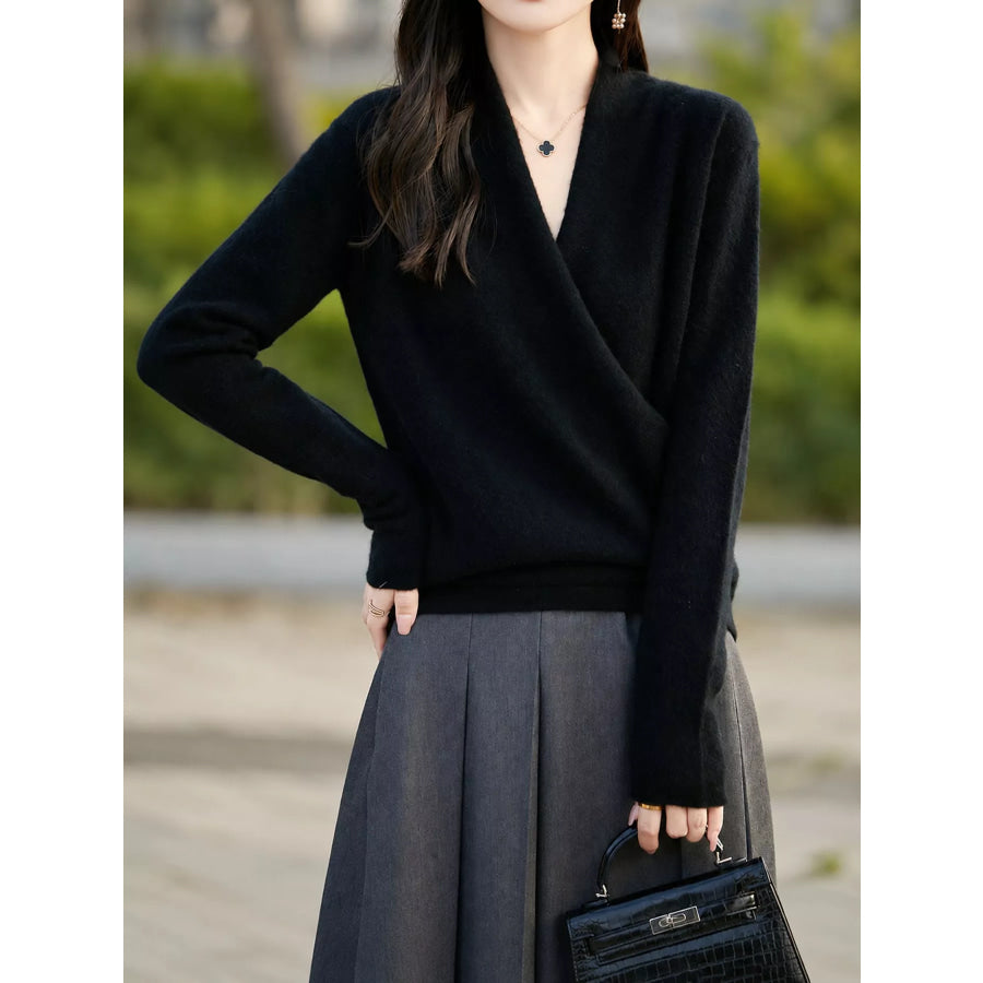 Surplice Long Sleeve Sweater Black / S Apparel and Accessories