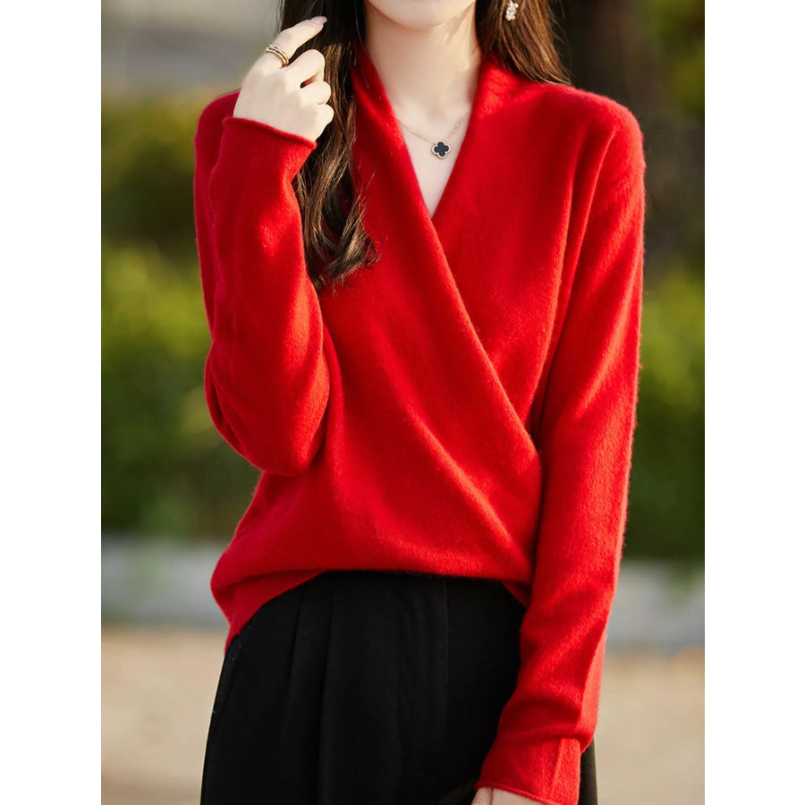 Surplice Long Sleeve Sweater Bright Red / S Apparel and Accessories