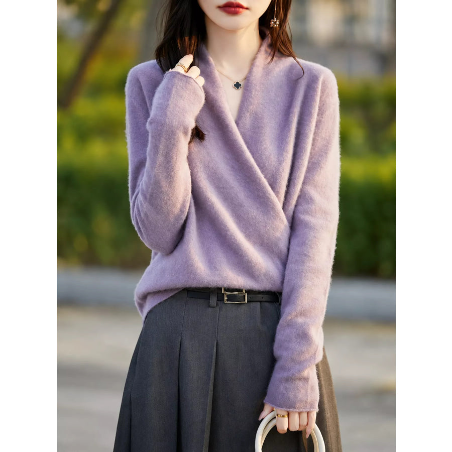 Surplice Long Sleeve Sweater Light Purple / S Apparel and Accessories