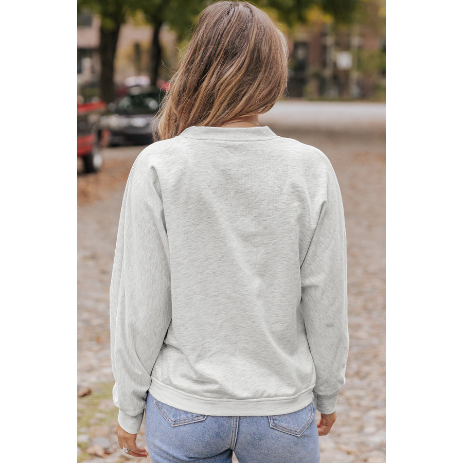 Surplice Long Sleeve Sweatshirt with Pocket Apparel and Accessories