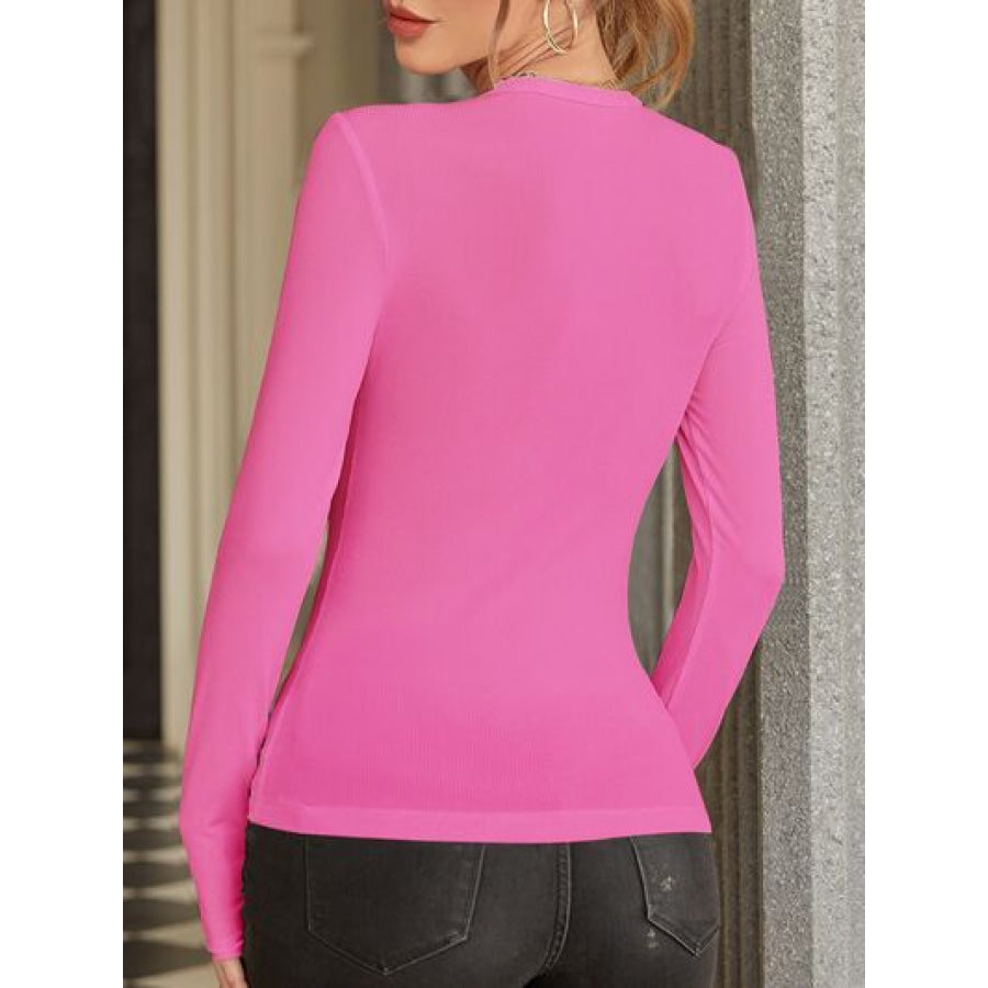 Surplice Long Sleeve T - Shirt Hot Pink / S Apparel and Accessories