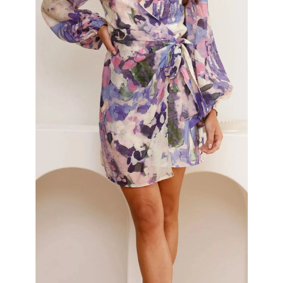 Surplice Long Sleeve Tie Waist Dress Apparel and Accessories