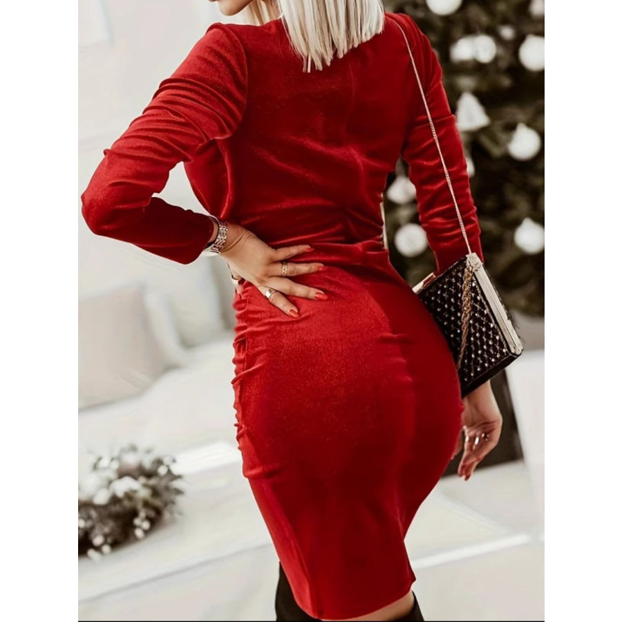 Surplice Long Sleeve Wrap Dress Apparel and Accessories