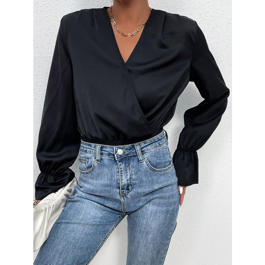 Surplice Neck Flounce Sleeve Bodysuit