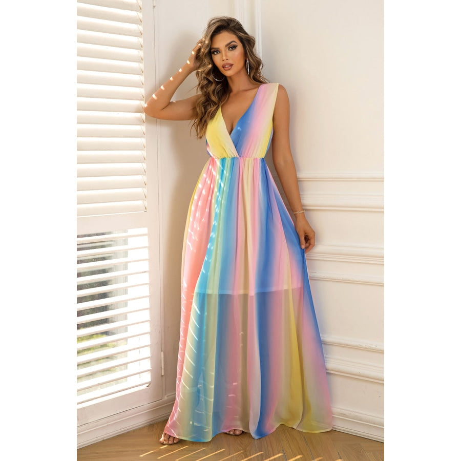 Surplice Neck Sleeveless Maxi Dress