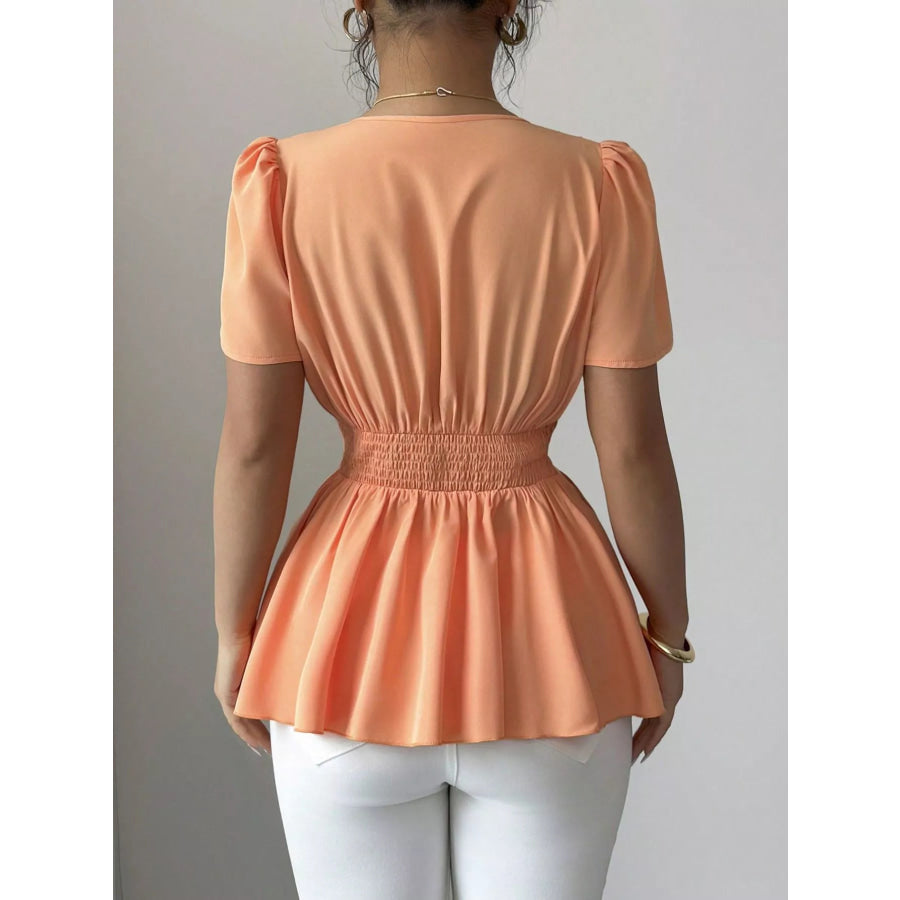 Surplice Short Sleeve Blouse Apparel and Accessories
