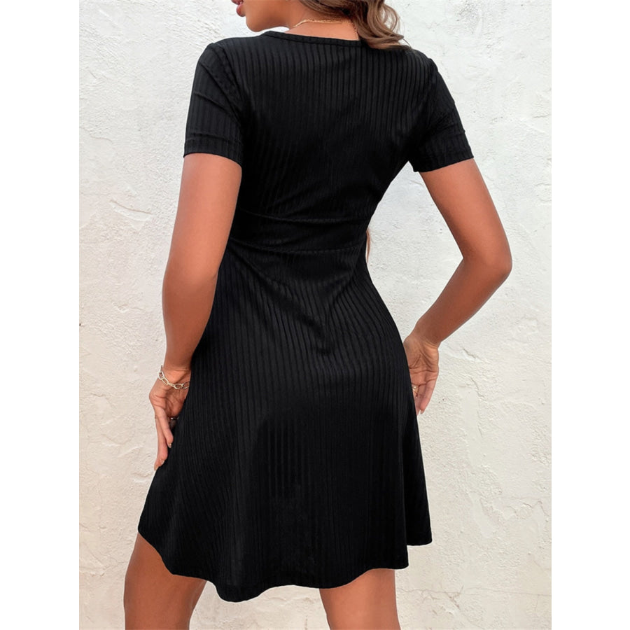 Surplice Short Sleeve Mini Dress Apparel and Accessories