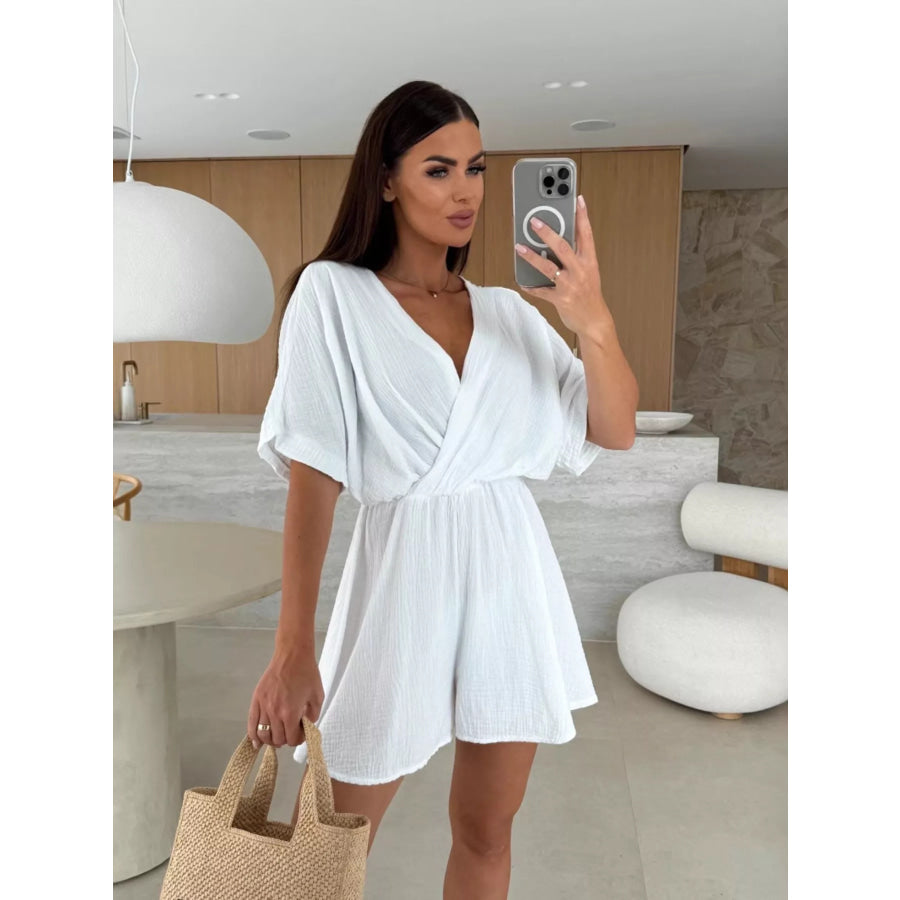 Surplice Short Sleeve Romper Apparel and Accessories