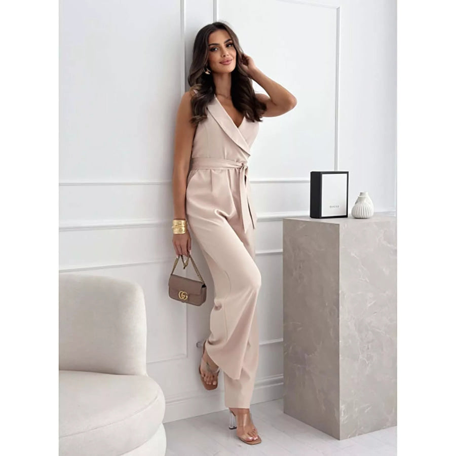 Surplice Sleeveless Wide-Leg Jumpsuit Apparel and Accessories
