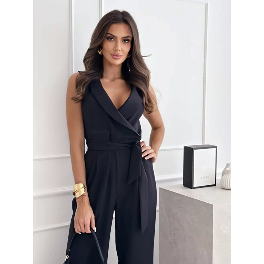 Surplice Sleeveless Wide-Leg Jumpsuit Apparel and Accessories
