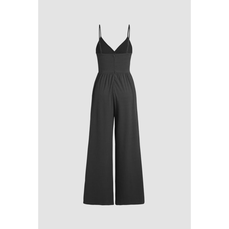 Surplice Spaghetti Strap Wide Leg Jumpsuit Apparel and Accessories