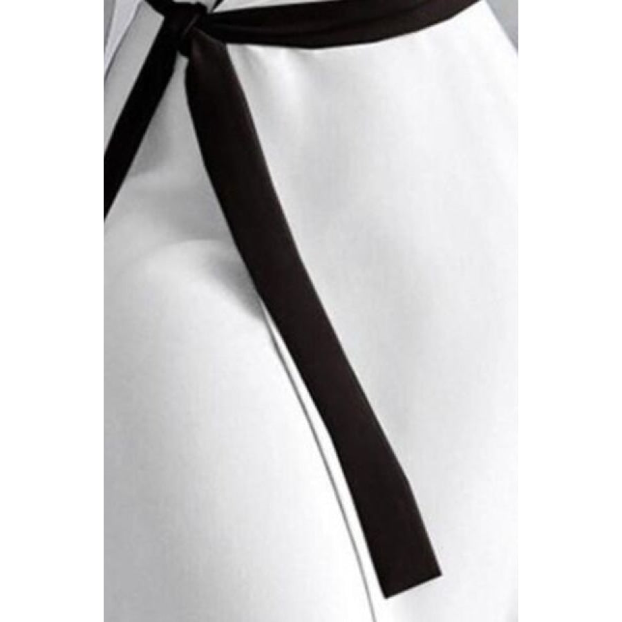 Surplice Tie-Waist Balloon Sleeve Dress Clothing