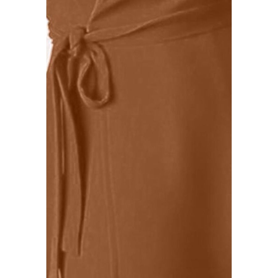 Surplice Tie-Waist Balloon Sleeve Dress Clothing