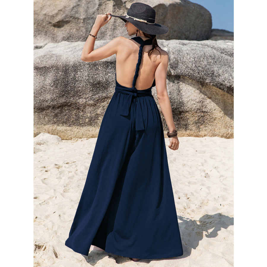 Surplice Wide Leg Jumpsuit with Free Tie Apparel and Accessories